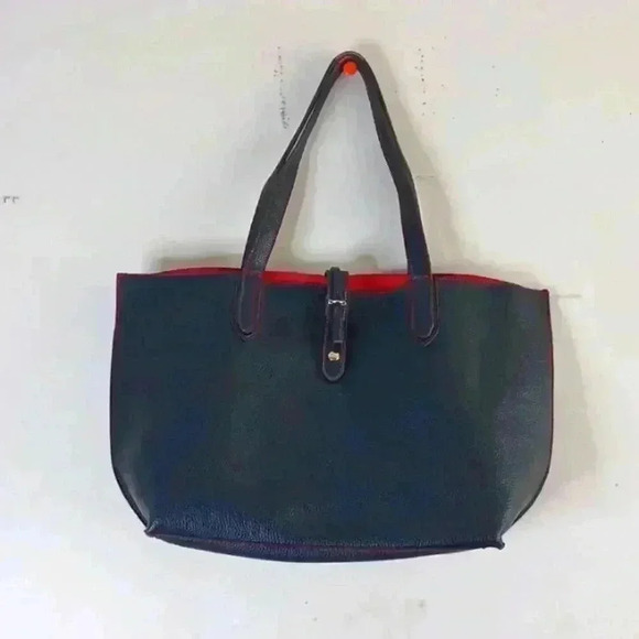Tutilo New York Black Faux Vegan Pebbled Leather Divided Tote Shoulder Bag - Picture 1 of 16